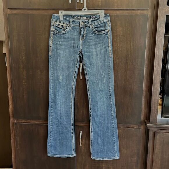 LA Idol Thick Stitch Flap Pocket Bootcut Jeans Size 9 - Picture 1 of 6